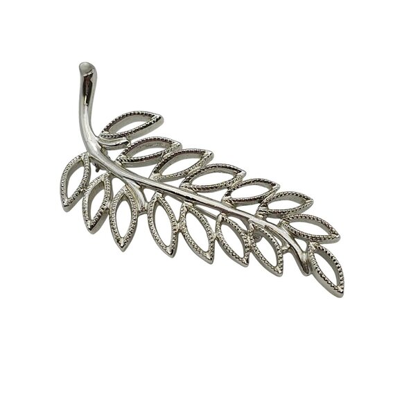 VTG Emmons Brooch Silver Tone Filigree Leaf Natural Boho Fairy Cottage Core Pin - Picture 4 of 15